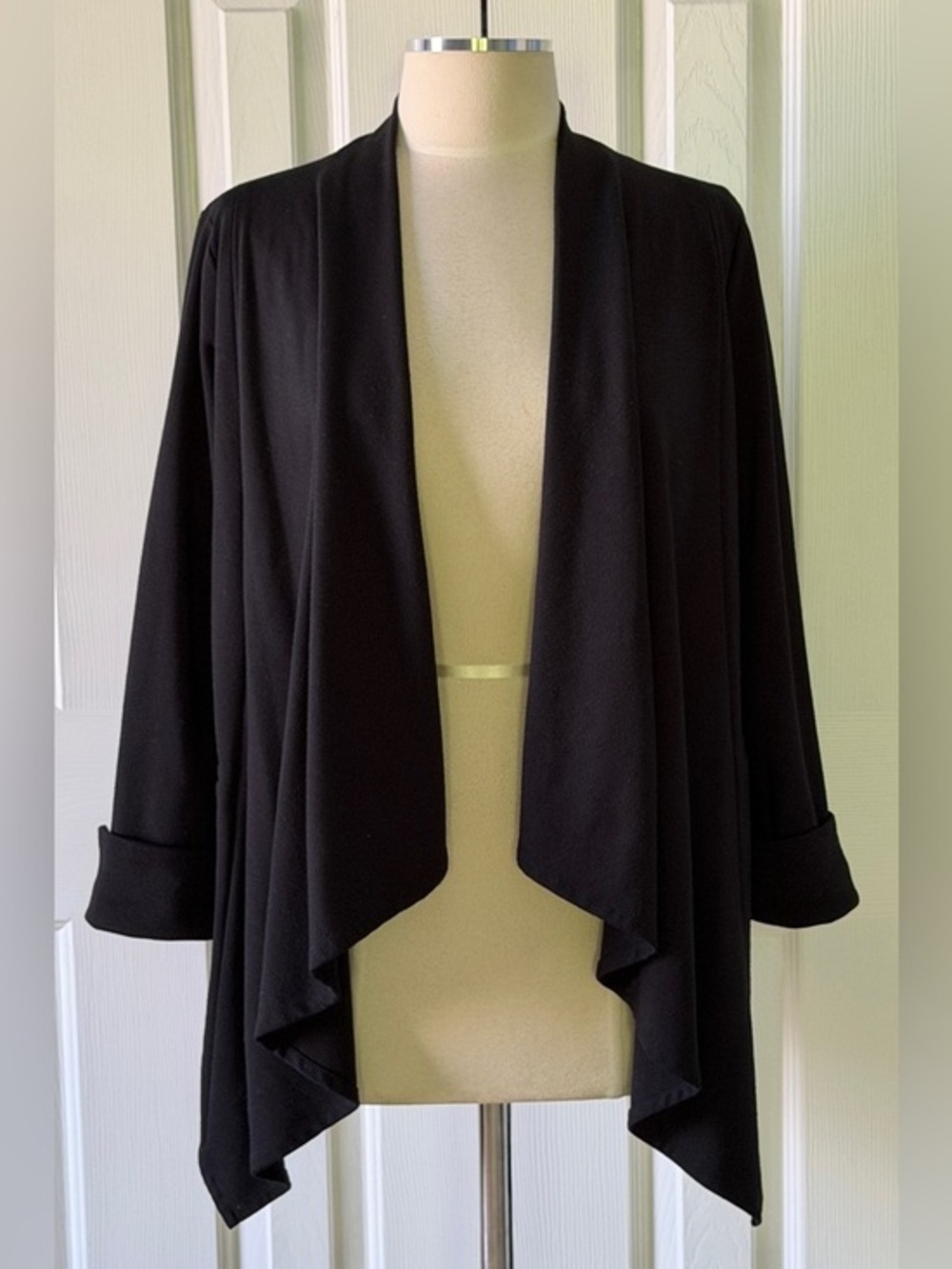 Spiegel Black Draped Open Front Cardigan Jacket Size 6